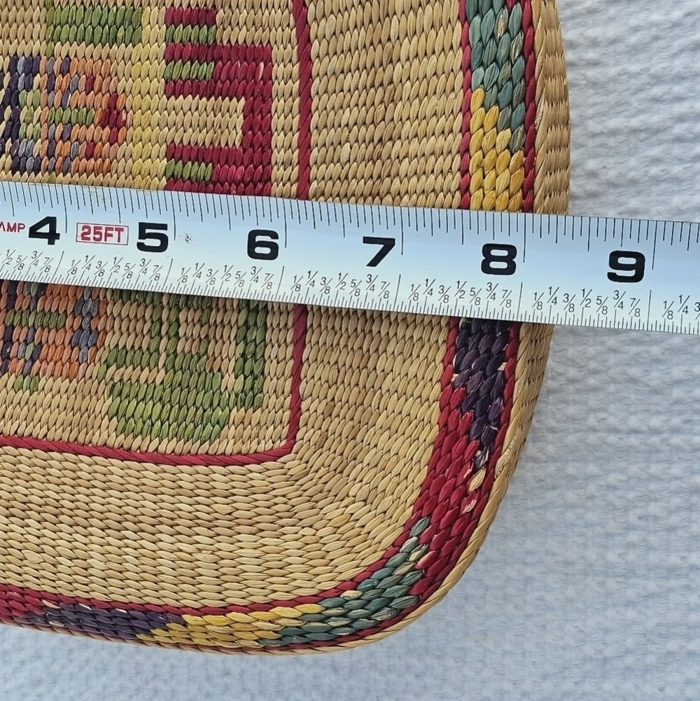 Vintage Handwoven South American Square Lidded Basket vibrant